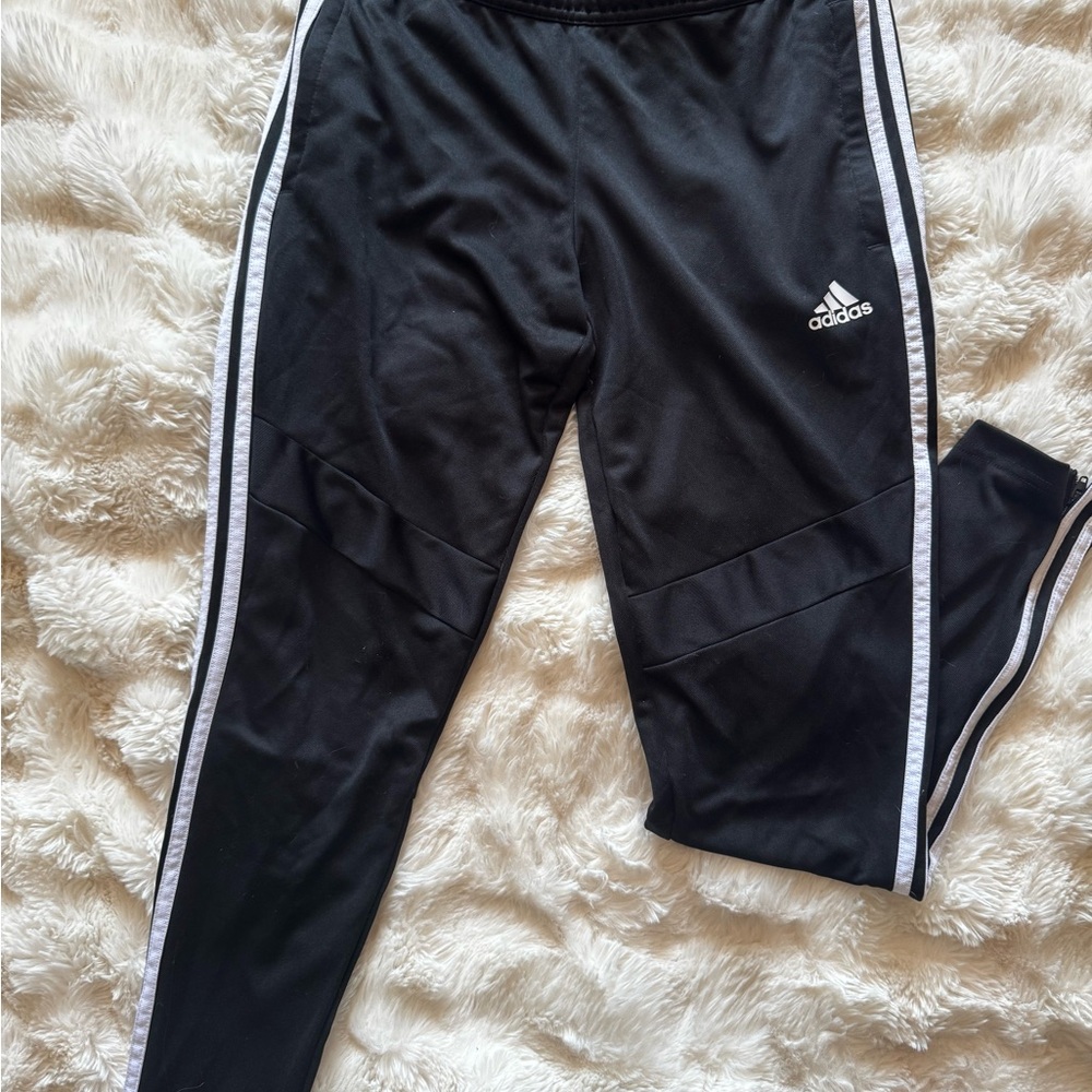 Adidas Black and White Sweatpants with Tapered Fit